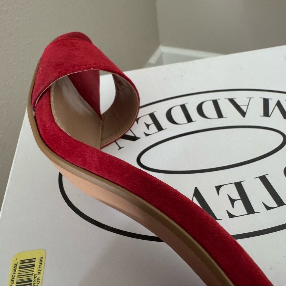Steve Madden Bold Red Heeled Sandals - Picture 6 of 8